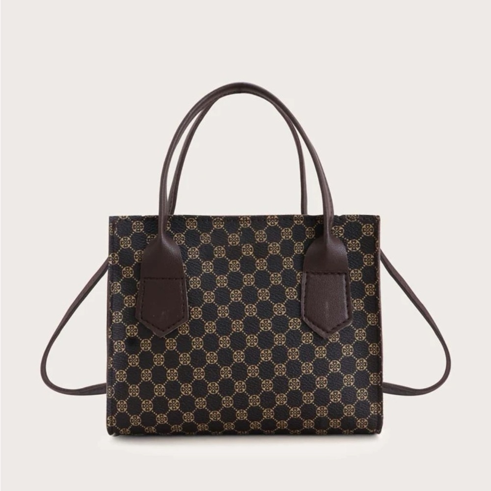 ⚠️Clearance Mini Brown Geometric Print Satchel Crossbody Bag - Picture 2 of 5